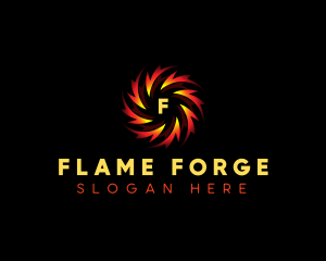 Flame Spiral Whirl logo design