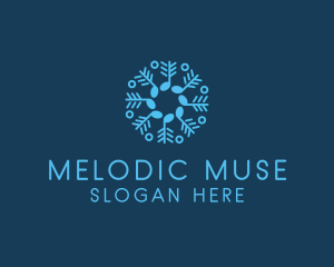 Music Note Snowflake logo design