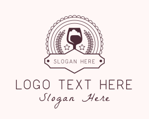 Wine Glass Winery Badge Logo