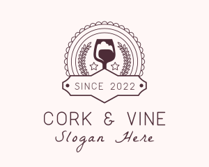 Wine Glass Winery Badge logo design