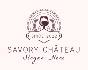 Wine Glass Winery Badge logo design