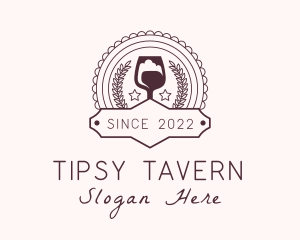 Wine Glass Winery Badge logo design