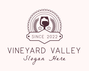 Wine Glass Winery Badge logo design