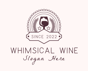 Wine Glass Winery Badge logo design