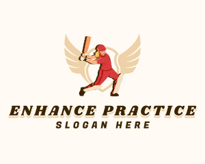 Female Cricket Batsman logo design