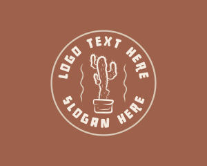 Retro Cactus Plant logo