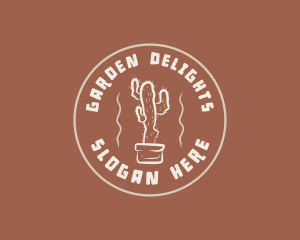 Retro Cactus Plant logo design