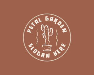 Retro Cactus Plant logo design