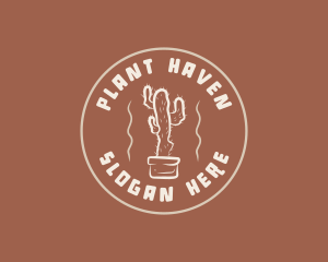 Retro Cactus Plant logo design