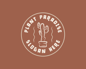 Retro Cactus Plant logo design