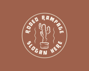 Retro Cactus Plant logo design