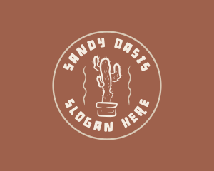 Retro Cactus Plant logo design