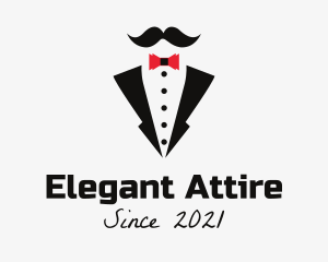 Bow Tie Tuxedo Mustache logo design