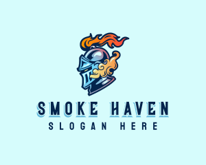 Knight Helmet Smoke logo design