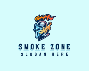 Knight Helmet Smoke logo design