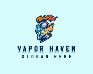 Knight Helmet Smoke logo design