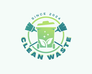 Eco Broom Trash Bin logo design