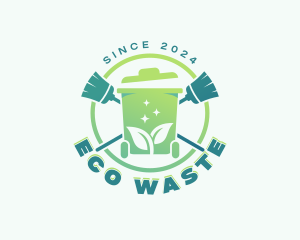 Eco Broom Trash Bin logo design