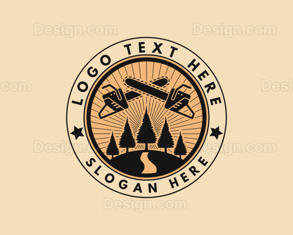 Tree Chainsaw Forestry Logo