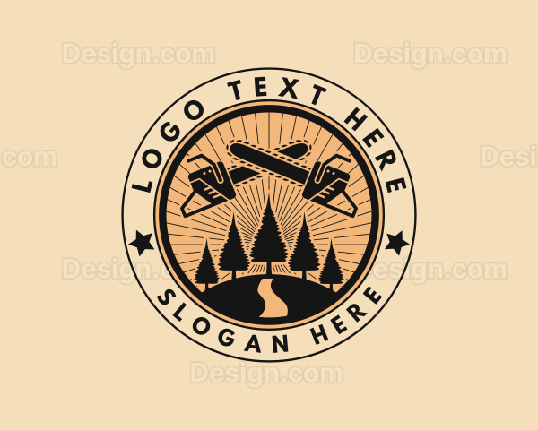 Logging Chainsaw Forestry Logo