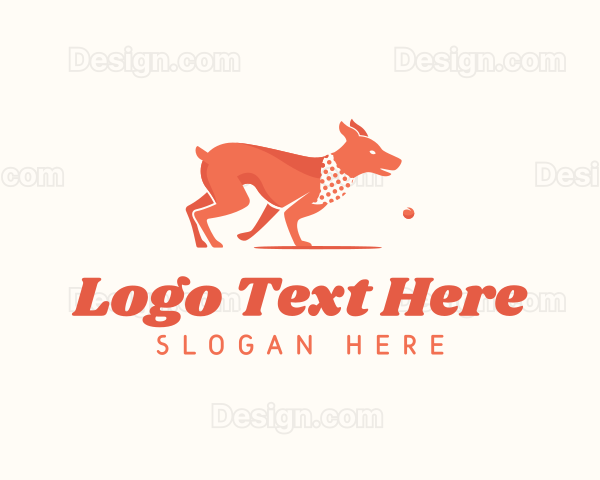 Playful Dog Pet Fetch Logo