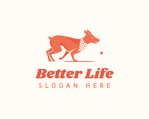 Playful Dog Pet Fetch Logo