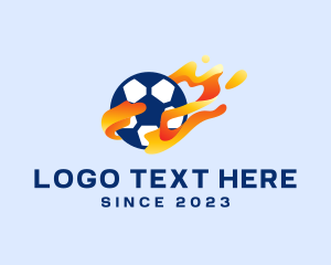 Shoot - Soccer Ball Flames logo design