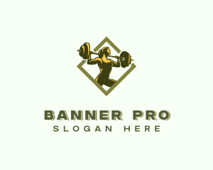 Powerlift Barbell Woman logo design