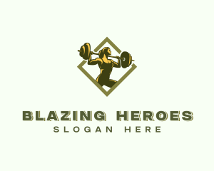 Powerlift Barbell Woman logo design