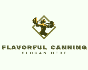 Powerlift Barbell Woman logo design