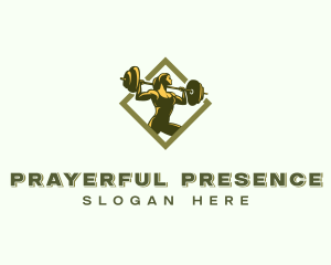 Powerlift Barbell Woman logo design