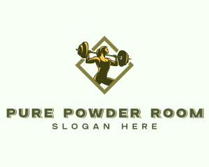 Powerlift Barbell Woman logo design