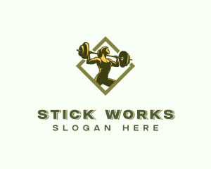 Powerlift Barbell Woman logo design