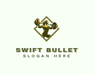 Powerlift Barbell Woman logo design