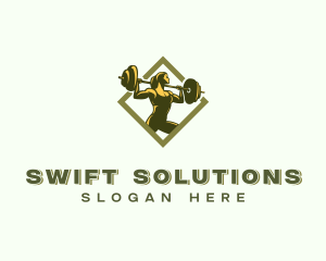 Powerlift Barbell Woman logo design