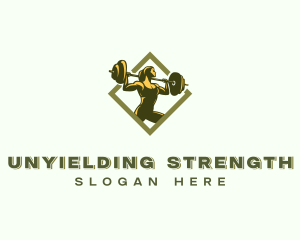 Powerlift Barbell Woman logo design