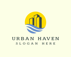 Sunset Harbor Buildings logo design