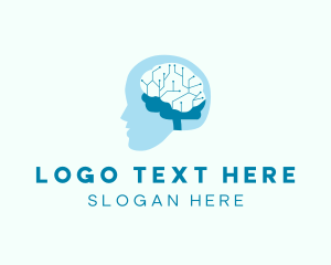 Virtual - Digital Human Brain logo design