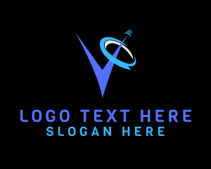 Futuristic Space Letter V logo