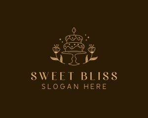 Floral Cake Wedding logo design