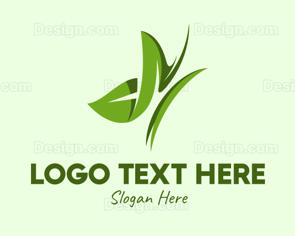 Green Leaf Butterfly Logo