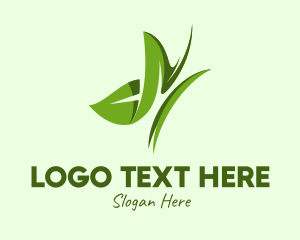 Green Leaf Butterfly Logo