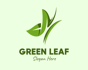 Green Leaf Butterfly logo design