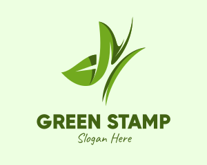 Green Leaf Butterfly logo design