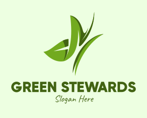 Green Leaf Butterfly logo design