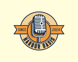 Podcaster Microphone Radio logo design