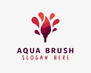 Red Paint Brush Painting logo design