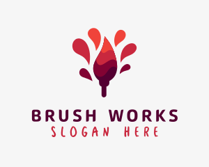 Red Paint Brush Painting logo design