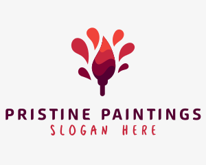 Red Paint Brush Painting logo design