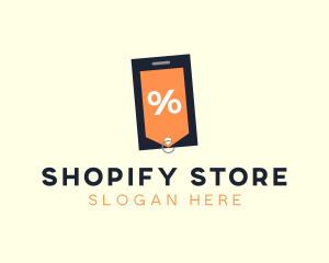 Mobile Shopping Discount Tag logo design